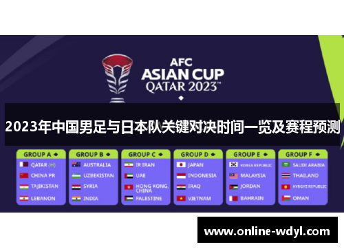2023年中国男足与日本队关键对决时间一览及赛程预测